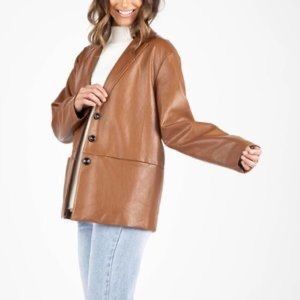 Kittenish Camel Faux Leather Jacket. Brand Nee Never Worn. Has tags (detached).